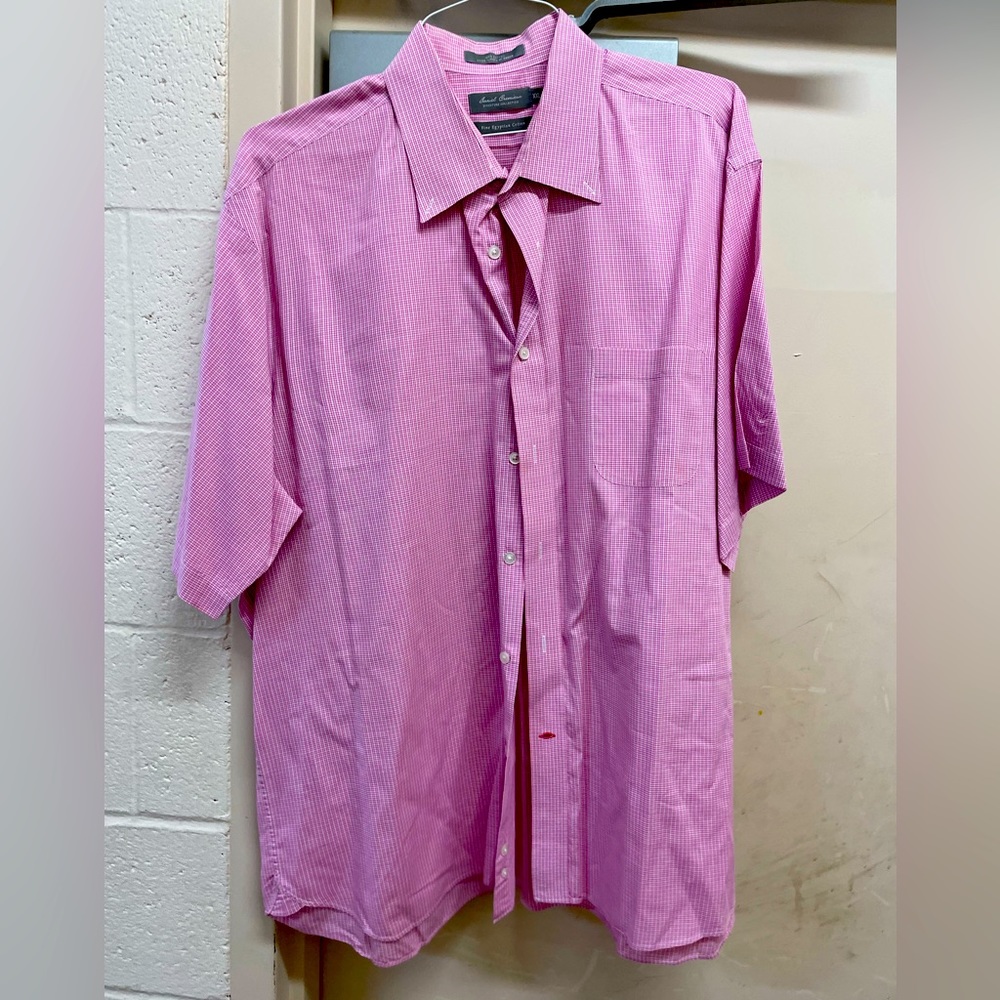 Daniel Cremieux Luxury pink short sleeve button down shirt men’s size XXL